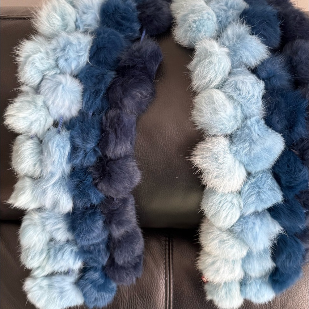 Lorenzo Blue Ombre Fur Scarf